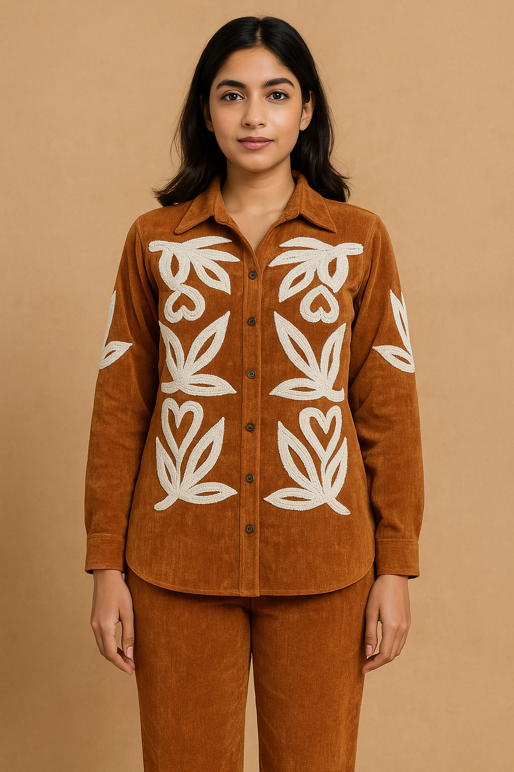 Terracotta Threads Embroidered Shirt & Trouser Set