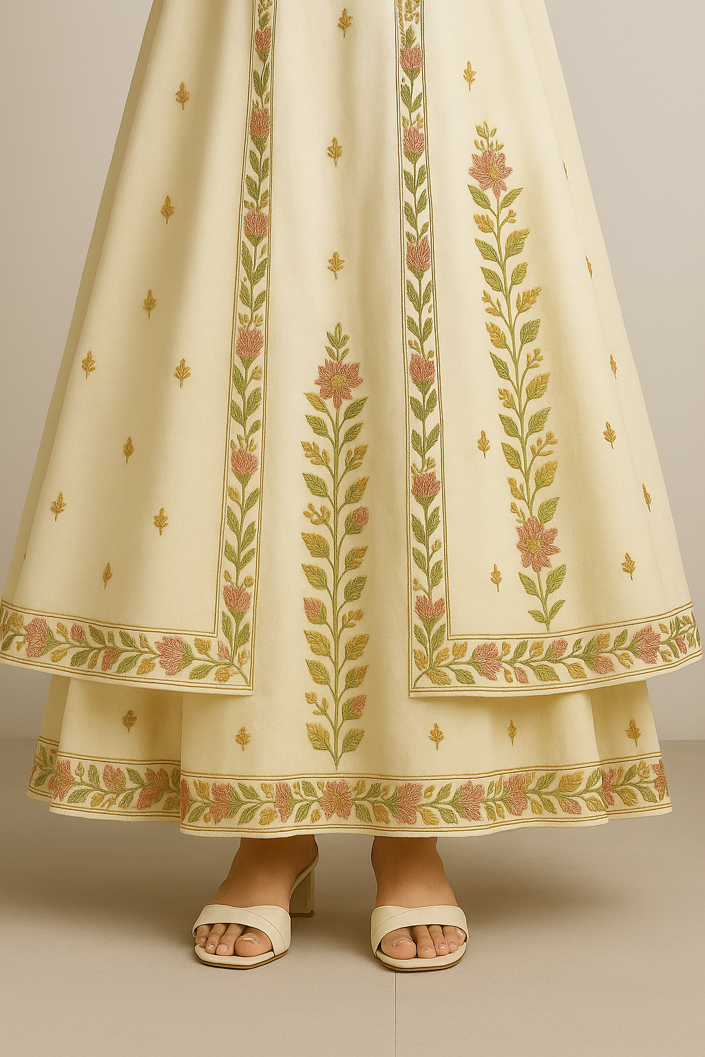 Zaria Embroidered Jacket Set – Ivory Bloom