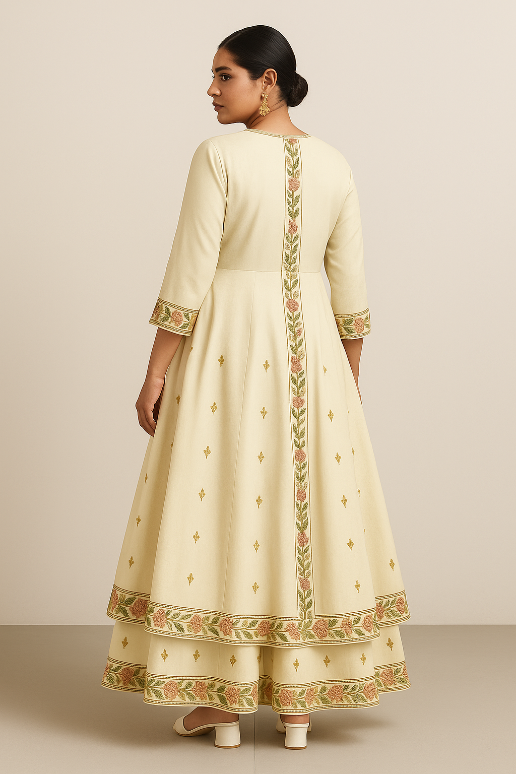 Zaria Embroidered Jacket Set – Ivory Bloom