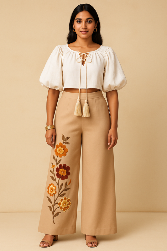 Marigold Meadow Embroidered Pant Set