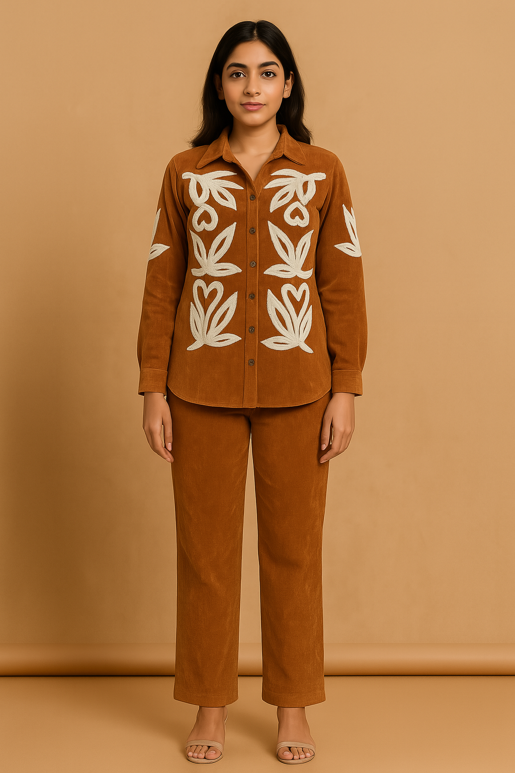 Terracotta Threads Embroidered Shirt & Trouser Set