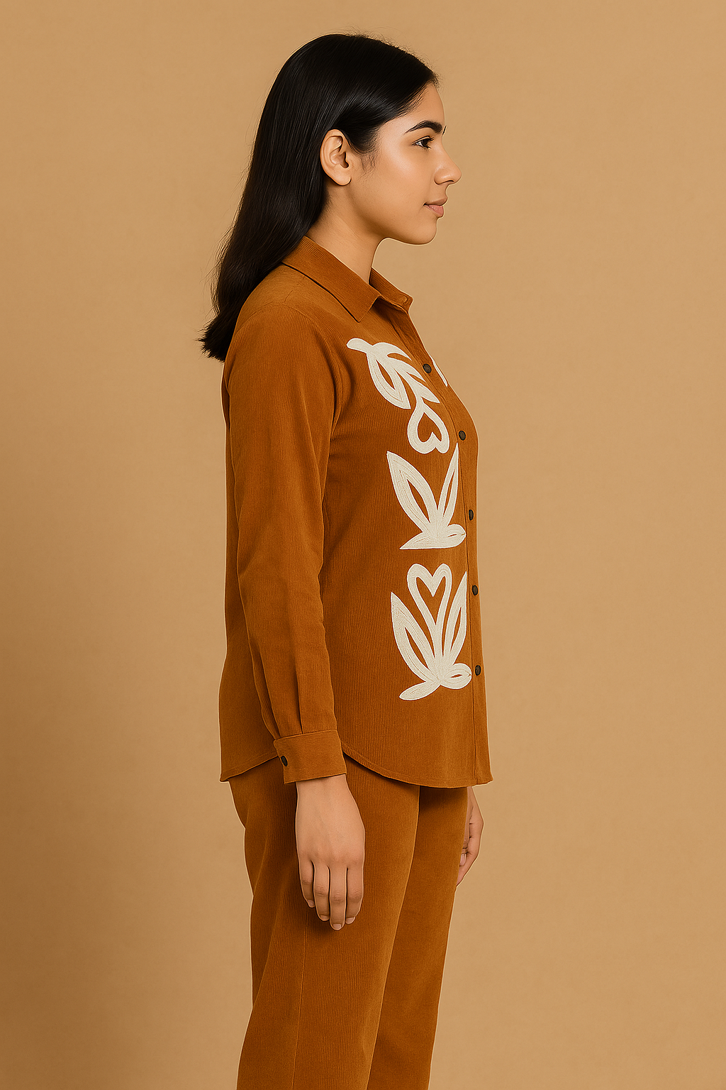 Terracotta Threads Embroidered Shirt & Trouser Set