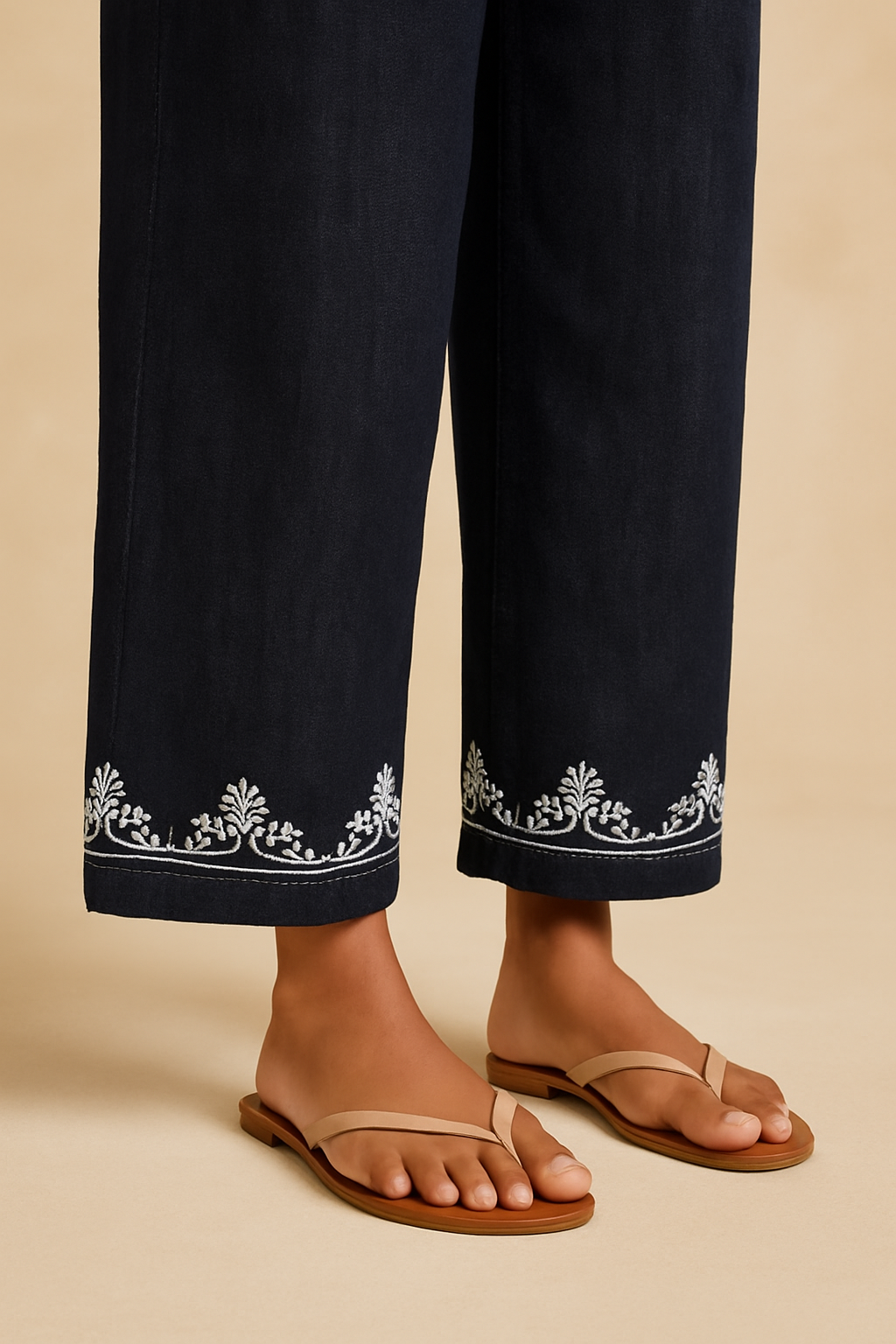 Midnight Bloom Embroidered Denim Co-ord Set