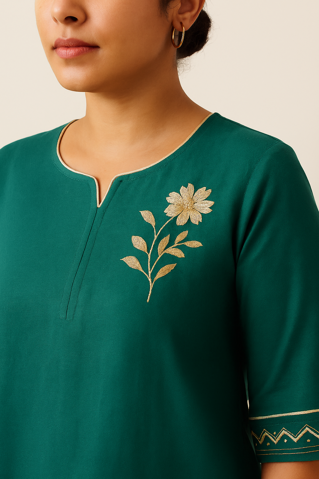 Gulzar Emerald Embroidered Asymmetric Kurta Set
