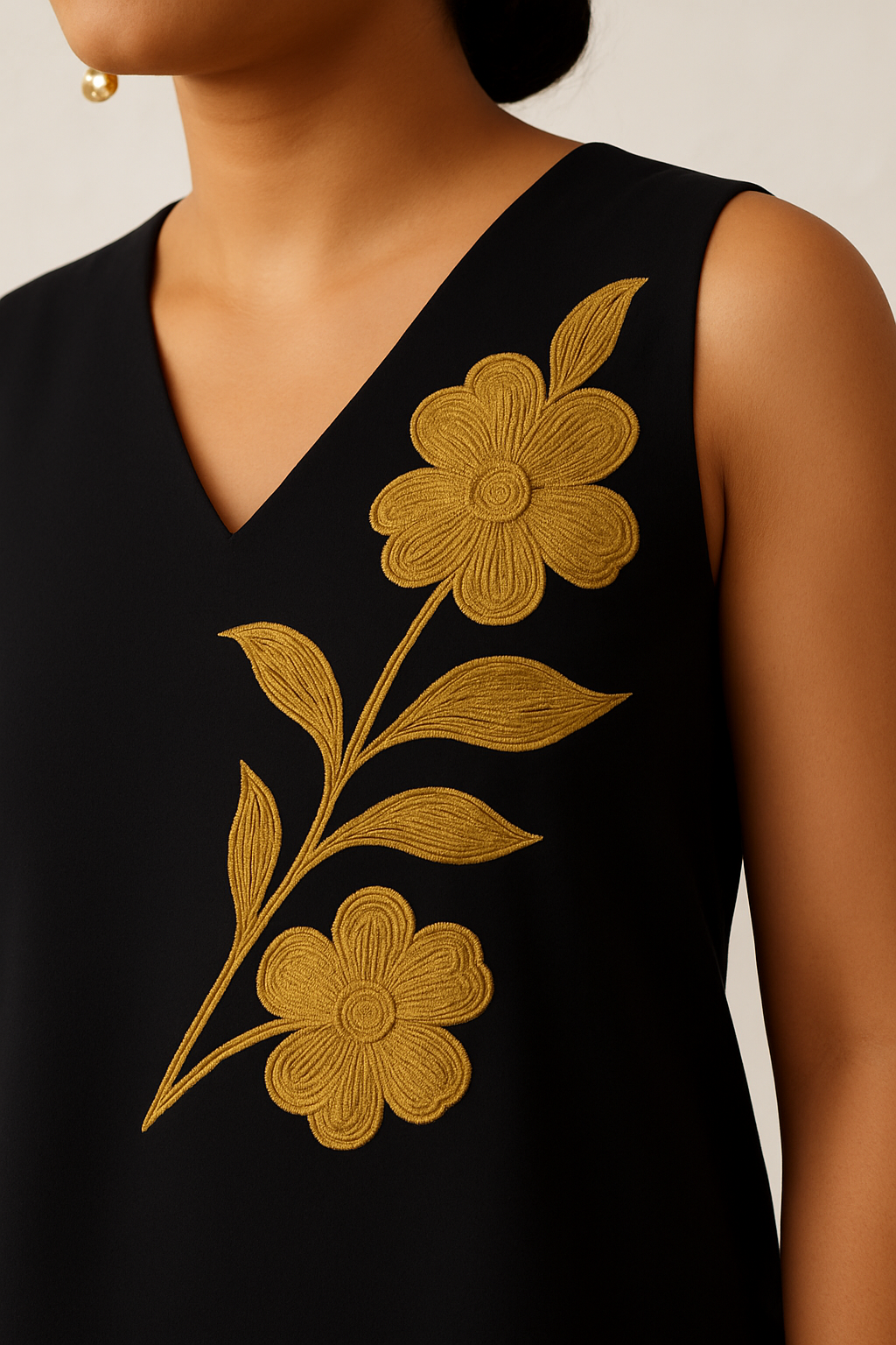 Noir Bloom: Black Floral Embroidered Co-ord Set